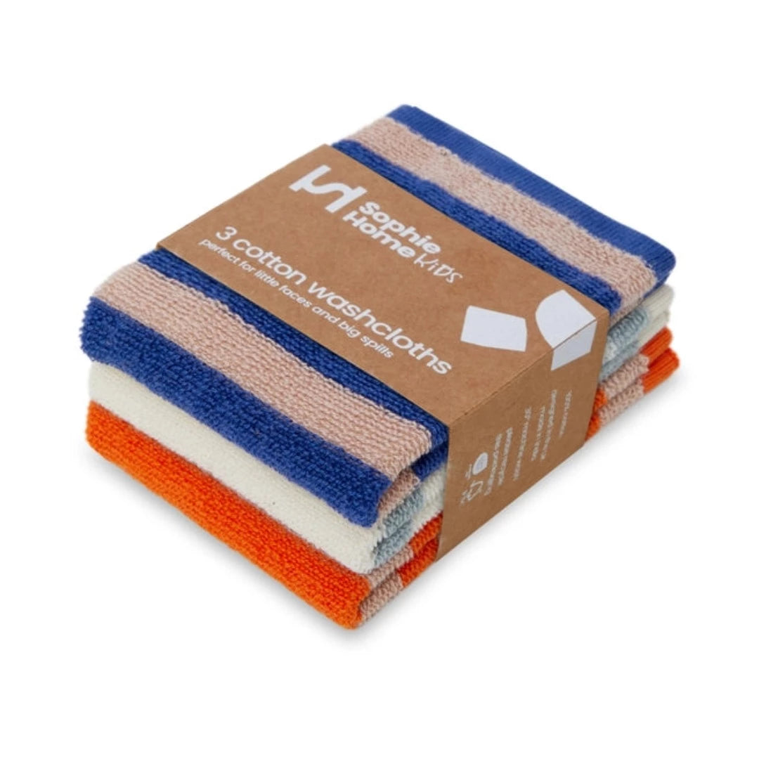 Lot de 3 torchons éponges rayés | Cobalt, Aqua, Orange