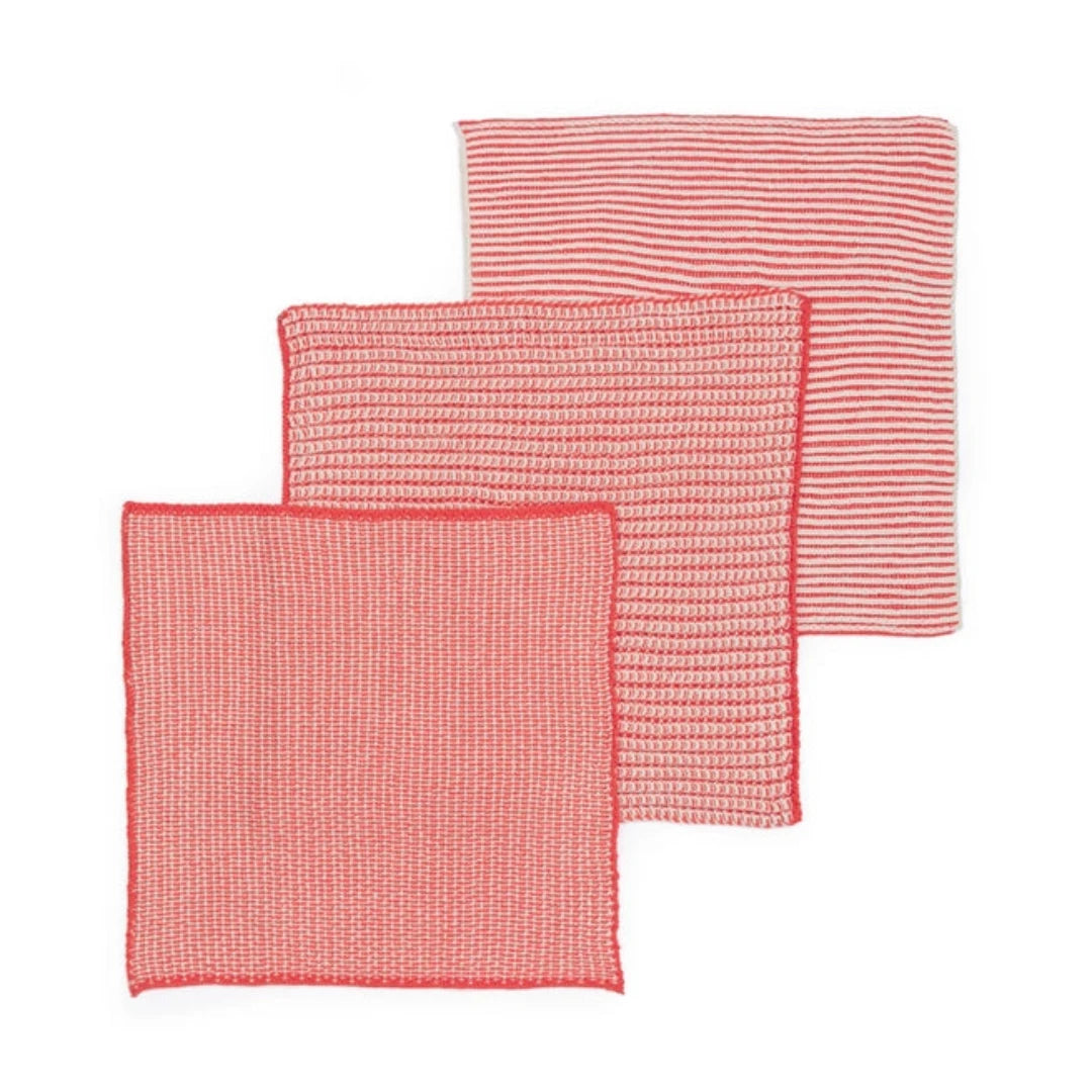 3-pack ribbed dishcloth | red