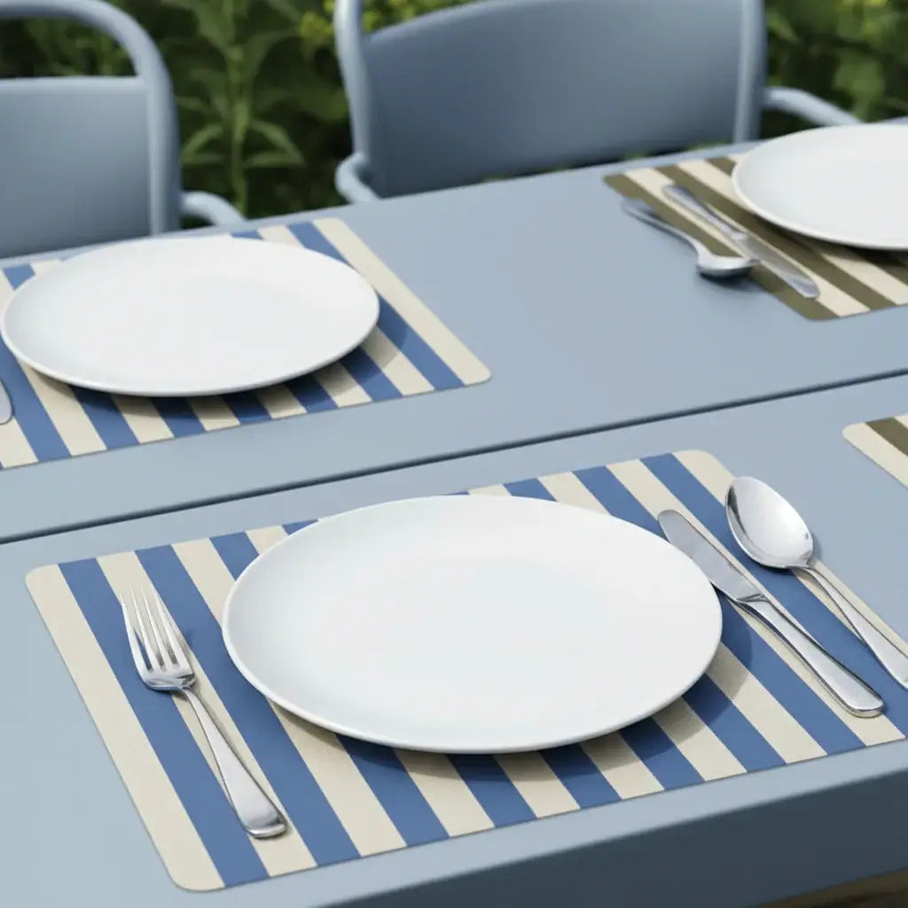 Placemat striped | lichen blue