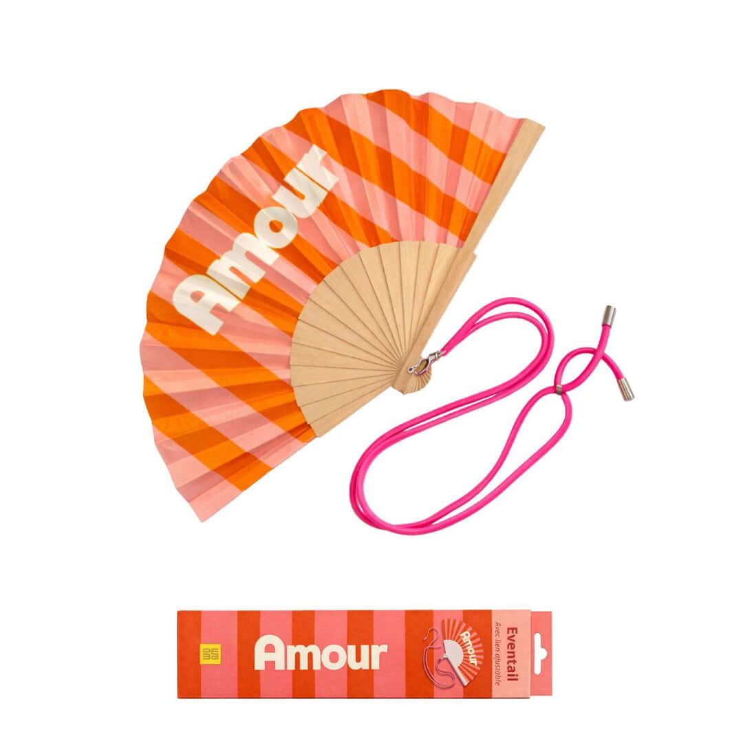 Stylische Fächer für den Sommer in leuchtenden Farben und Geschenkbox von Amour.