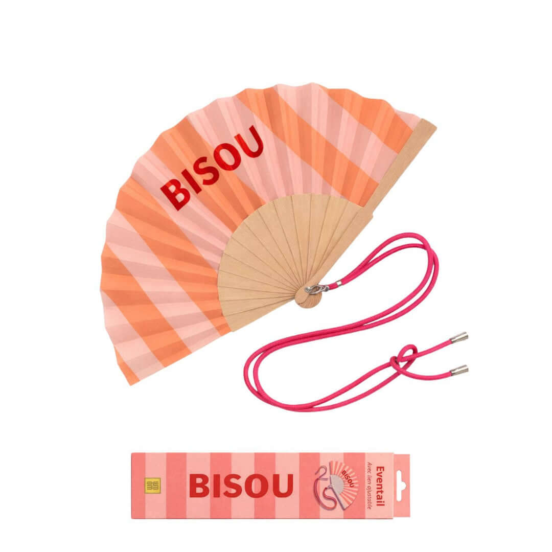 Stylische Fächer für heiße Sommertage von BISOU in hübschem Design mit praktischer Tragetasche.