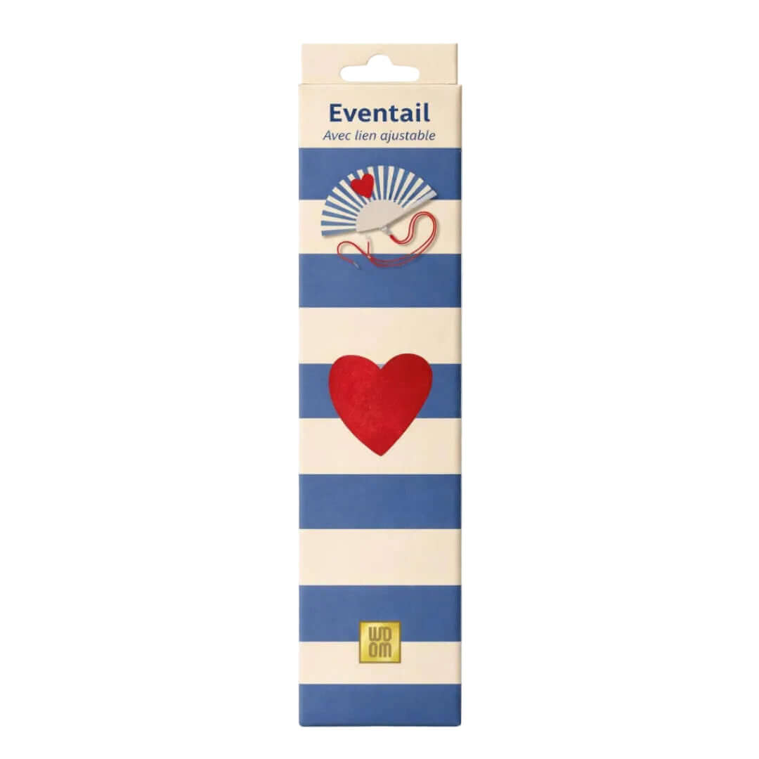 Woom Fächer Sommeraccessoire in Geschenkbox mit Herzdesign und verstellbarem Band.