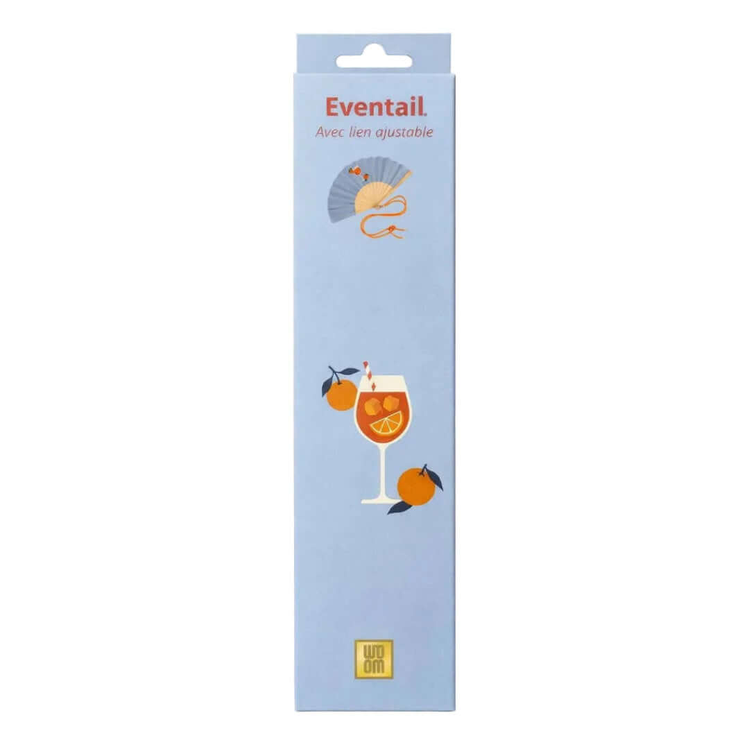 Stylische Fächer für den Sommer in ansprechender Verpackung mit Getränken und Früchten.