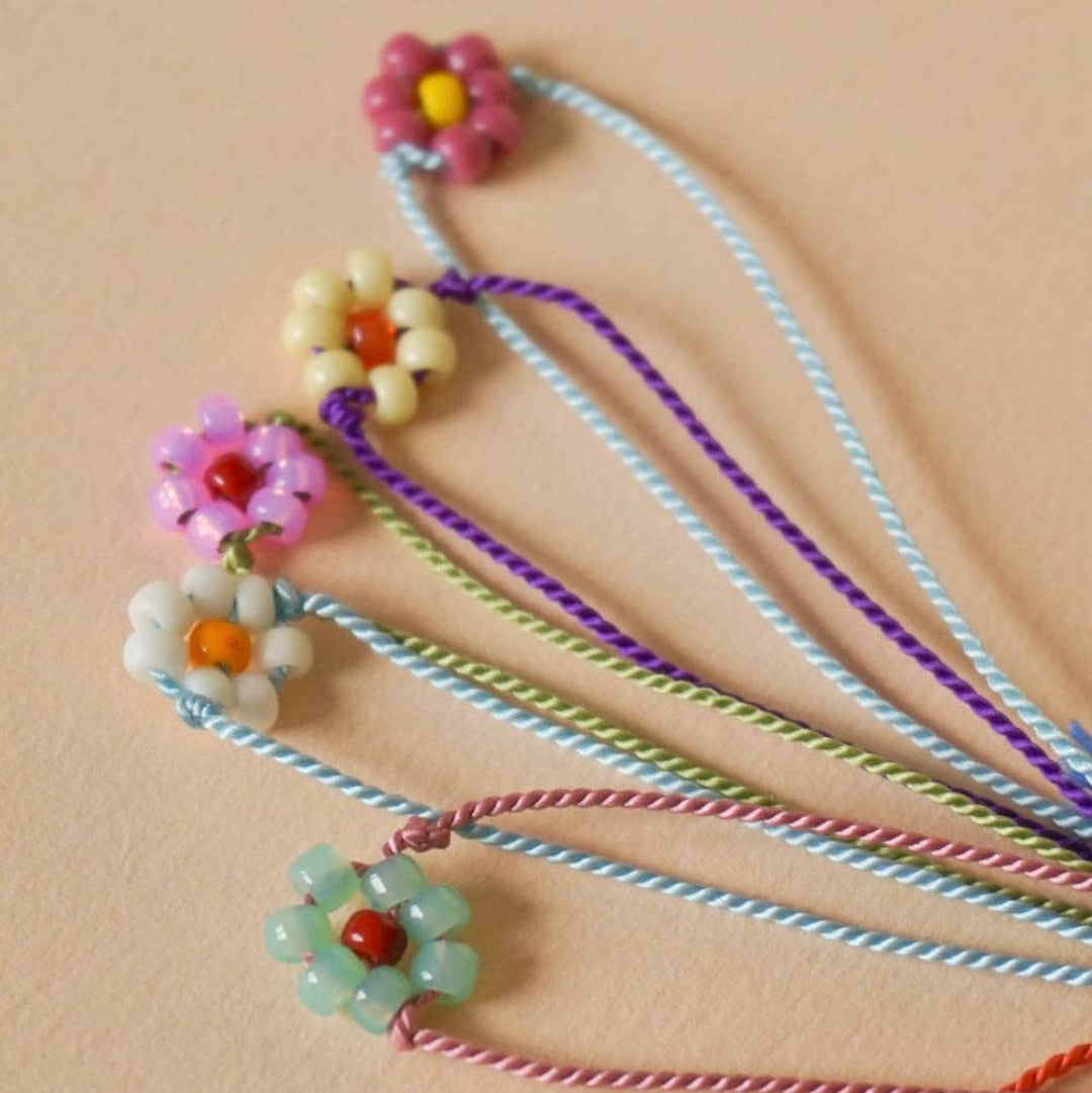 Tiny Flower Bracelet | peach & sky blue