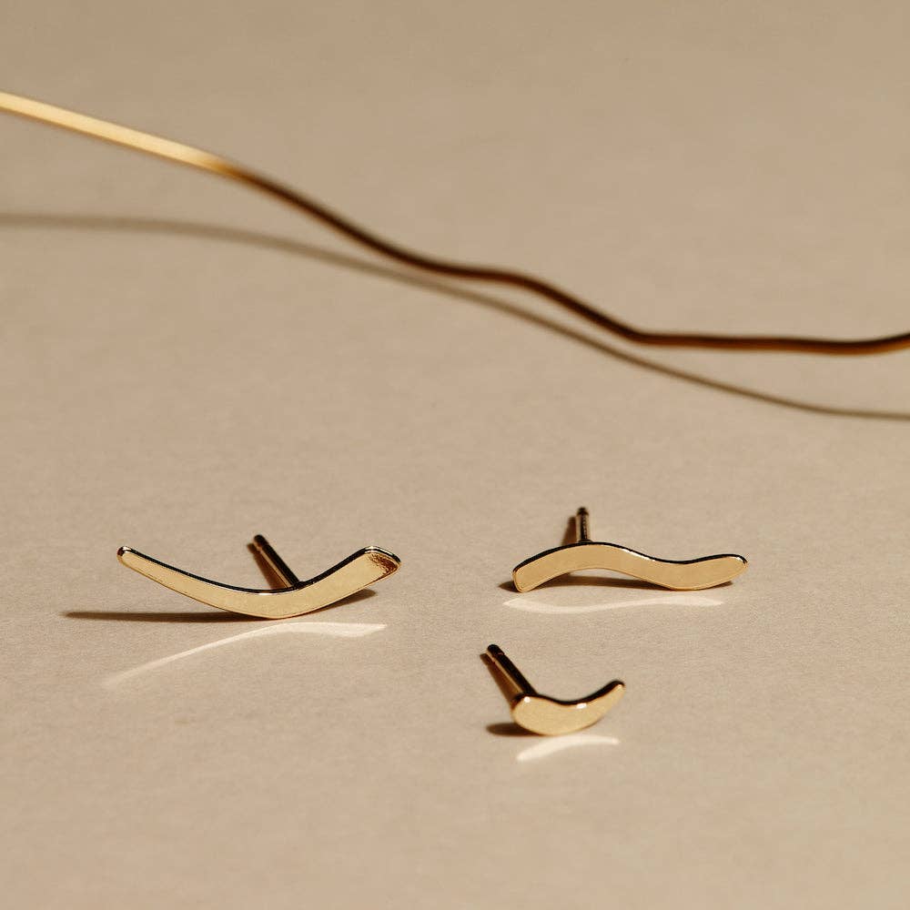Lot de 3 boucles d'oreilles clous | mini Vague