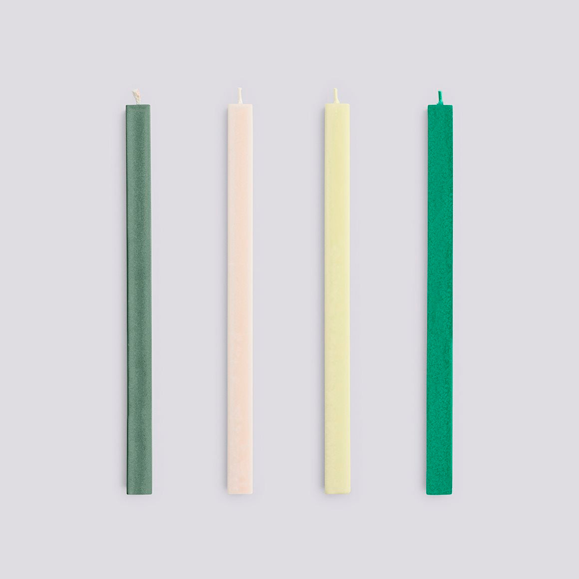 Set de 4 bougies carrées | vert et blanc