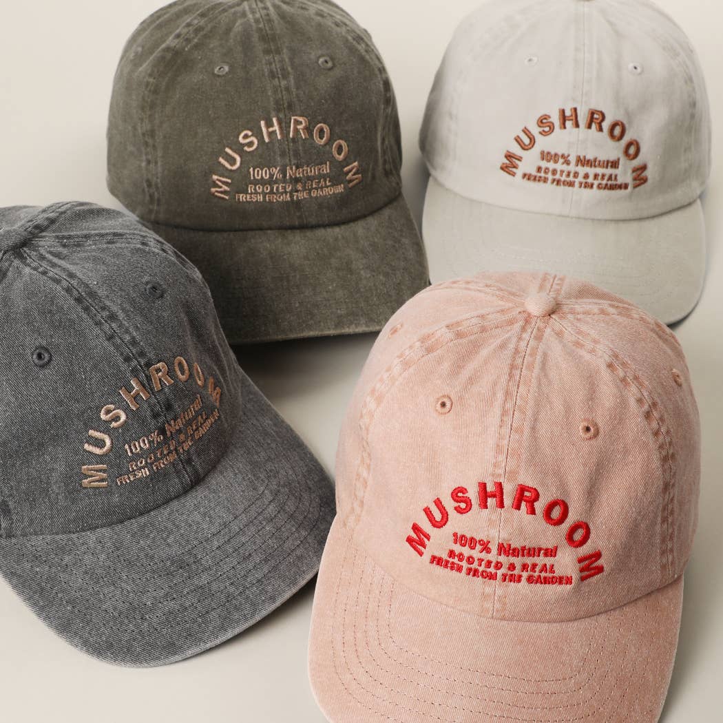 MUSHROOM Embroidered Cotton Baseball Cap