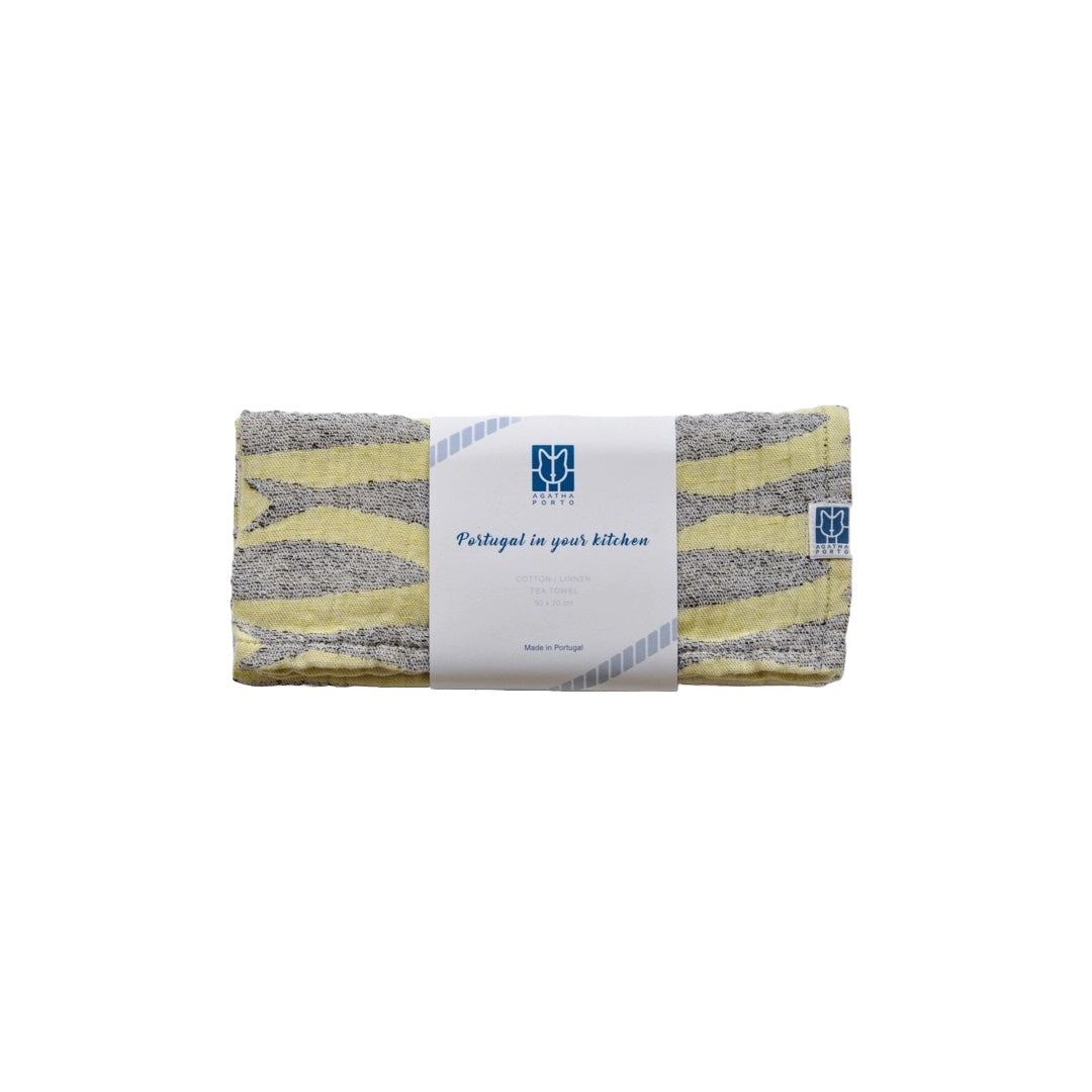 Dish Towel Sardine | light gray/yellow