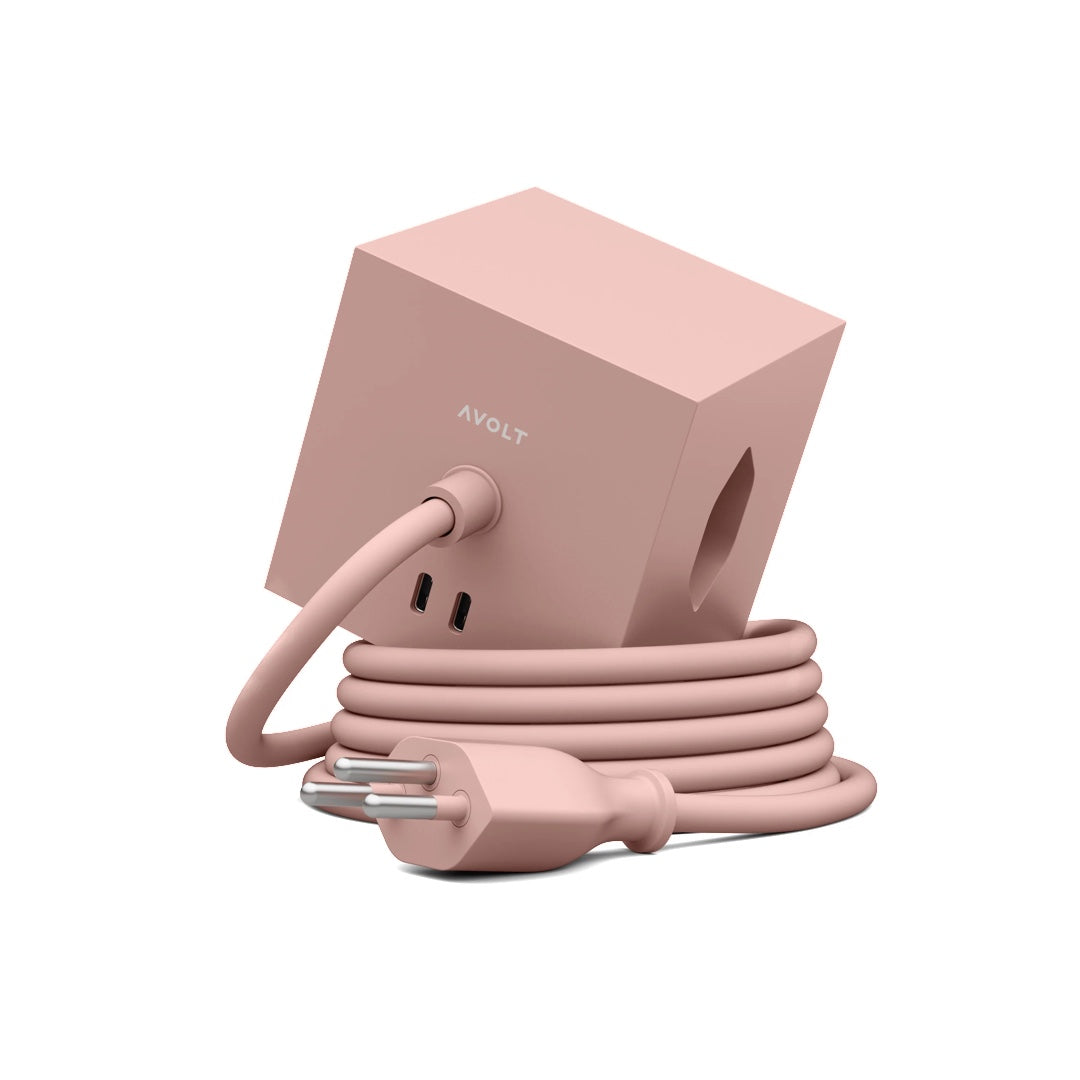 Multiprise carrée | rose poudré