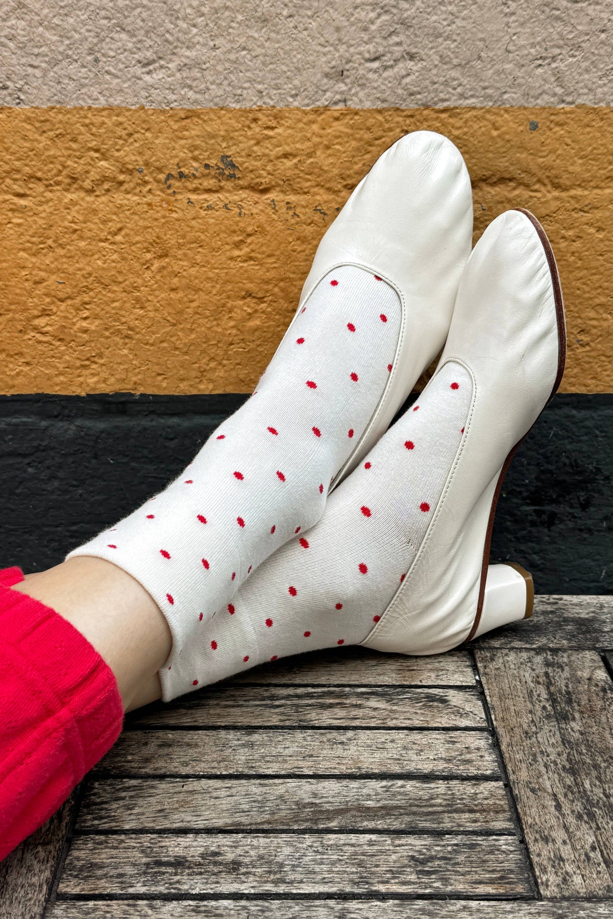 Socquettes | Cacao & pois bleus