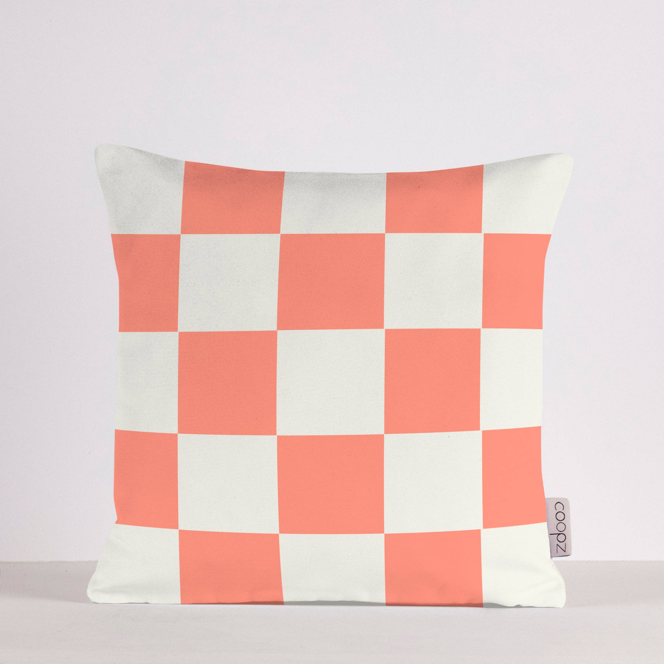 Kissen check |  creme/coral