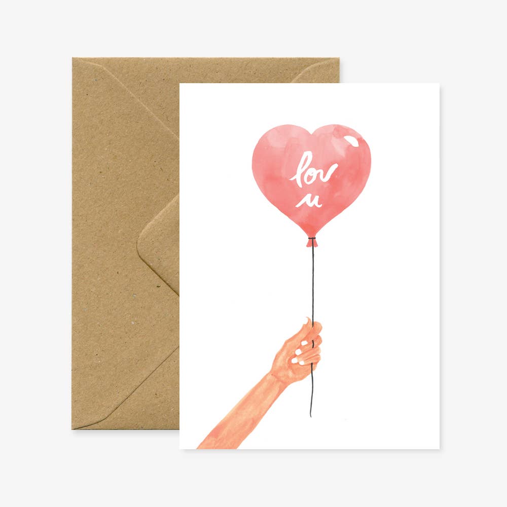 Carte de vœux avec enveloppe | Ballon en forme de cœur