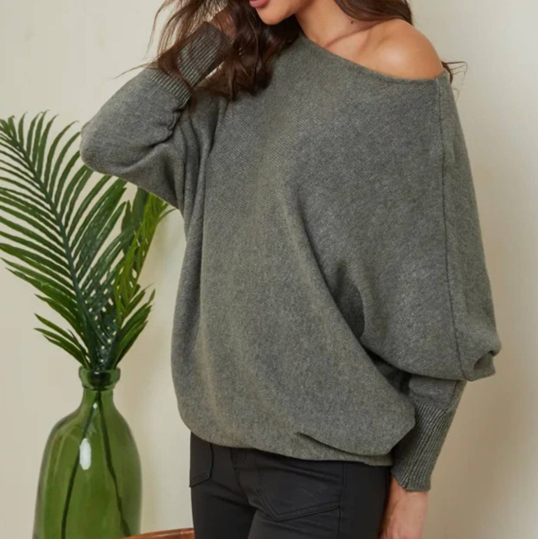 Pullover mit Fledermausärmeln | khaki