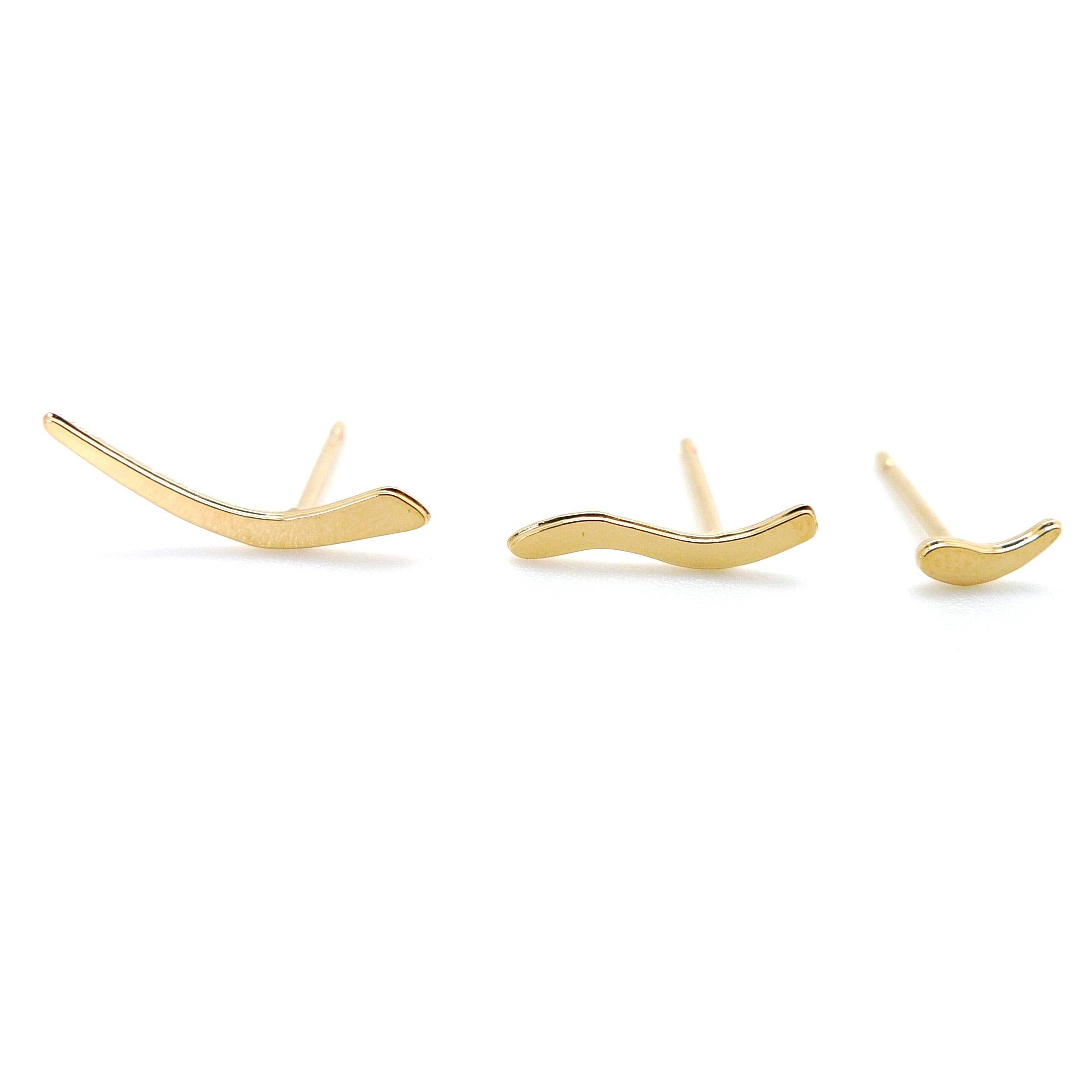 Lot de 3 boucles d'oreilles clous | mini Vague