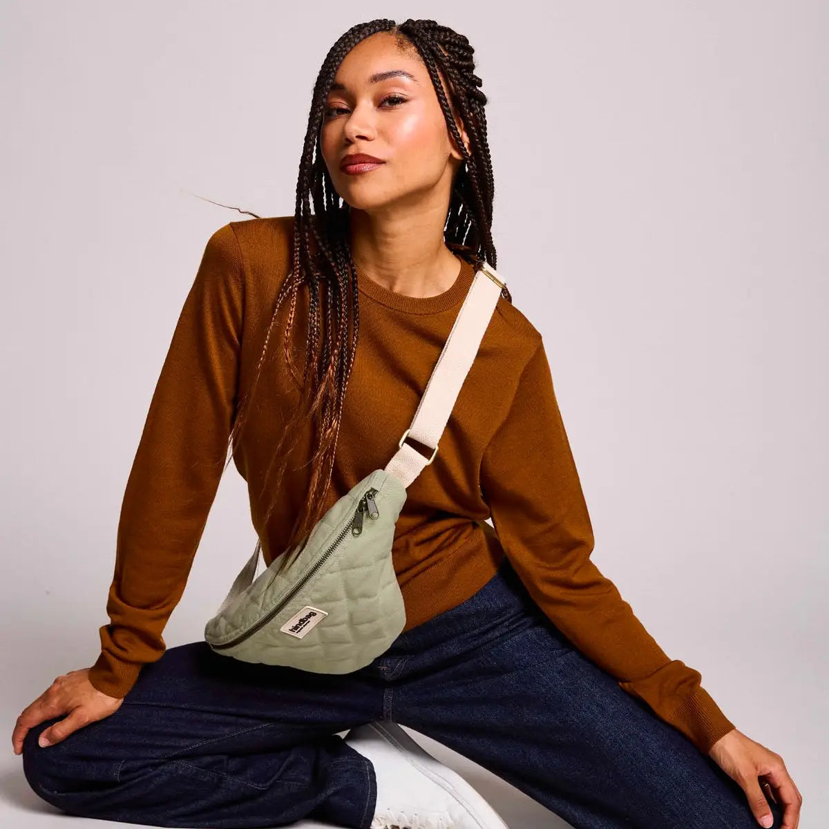Sac banane Olivia | matelassé sauge