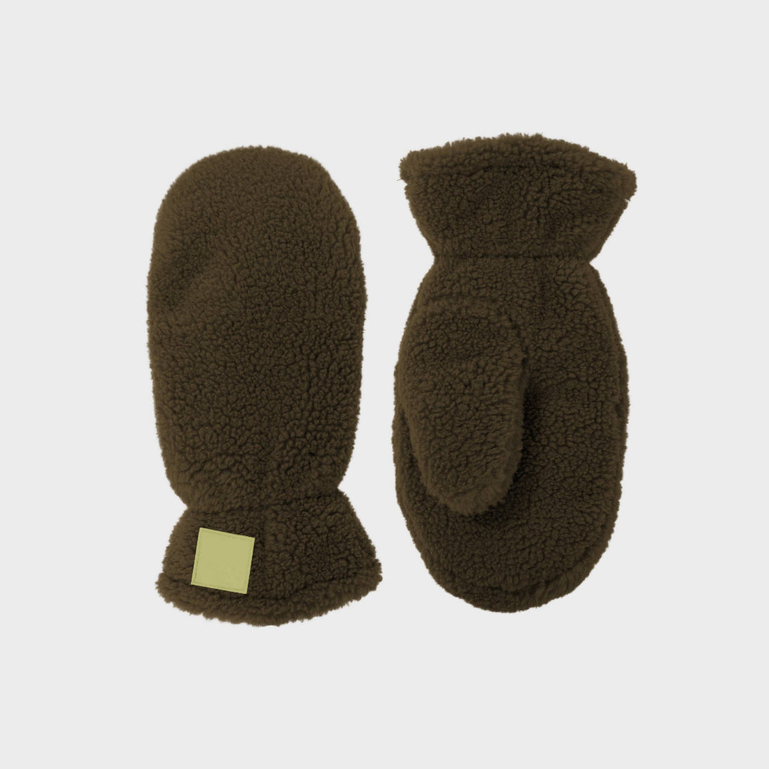 Braune BILLYBELT Fleece-Fäustlinge mit flauschiger Oberfläche und isolierendem Innenfutter