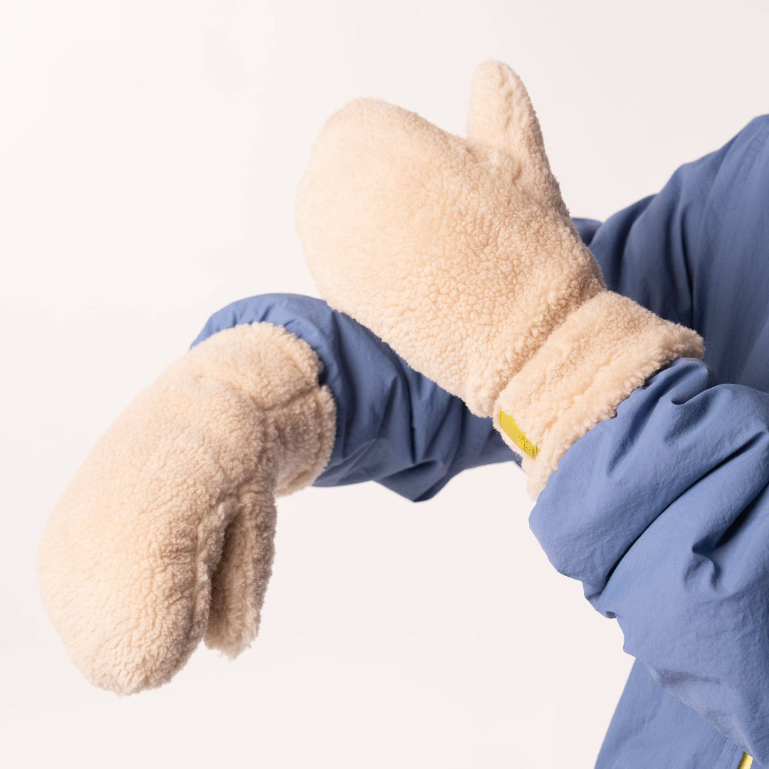  flauschigen BILLYBELT Fleece-Fäustlinge in Natur mit isolierendem Fleece Futter