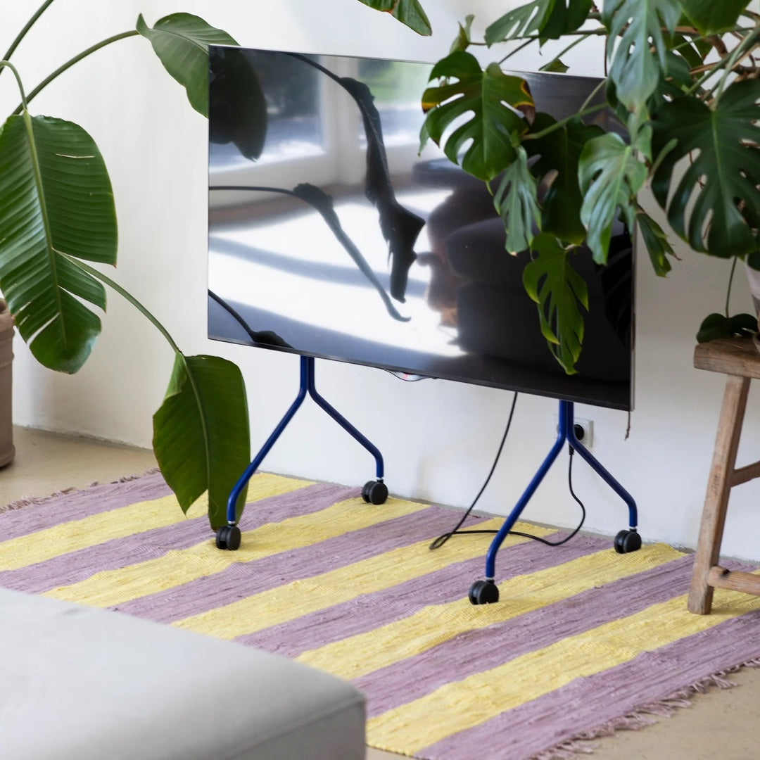 Hand-woven rug CHINDI | lilac & neon yellow