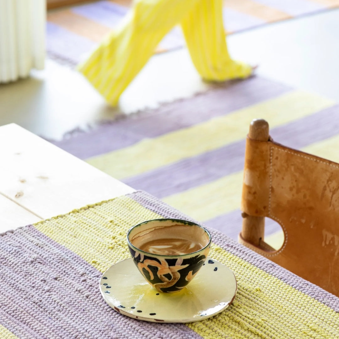 Hand-woven rug CHINDI | lilac & neon yellow