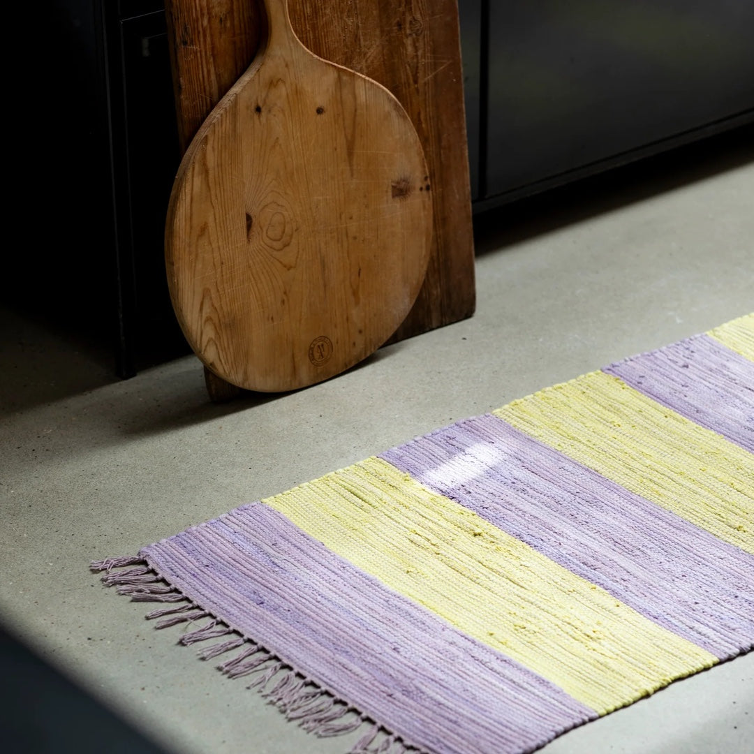 Hand-woven rug CHINDI | lilac & neon yellow