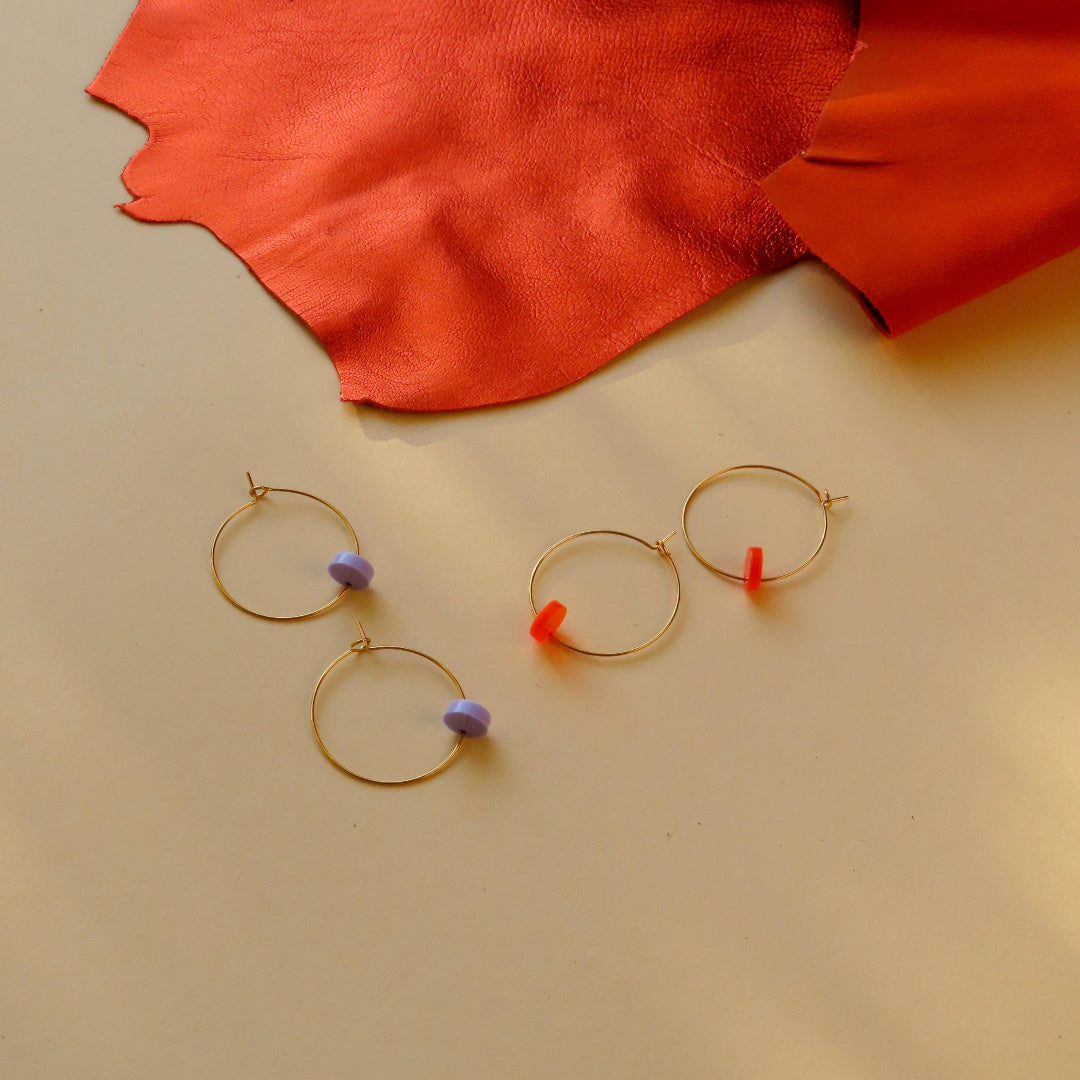 Earrings Hoops | neon orange Dots