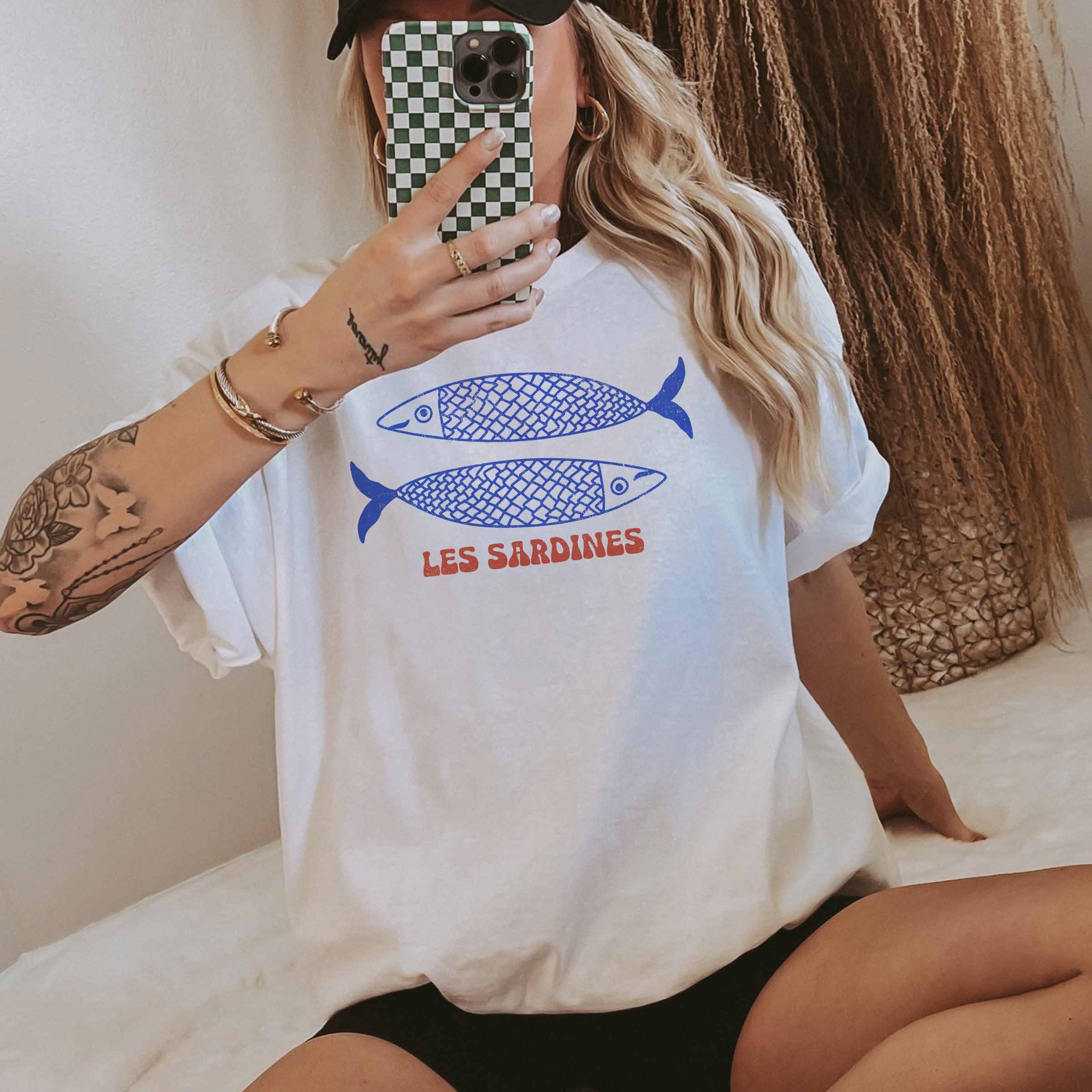 Oversized T-Shirt Les Sardines mit Grafikdruck, bequem und lässig für Alltag und Freizeit.