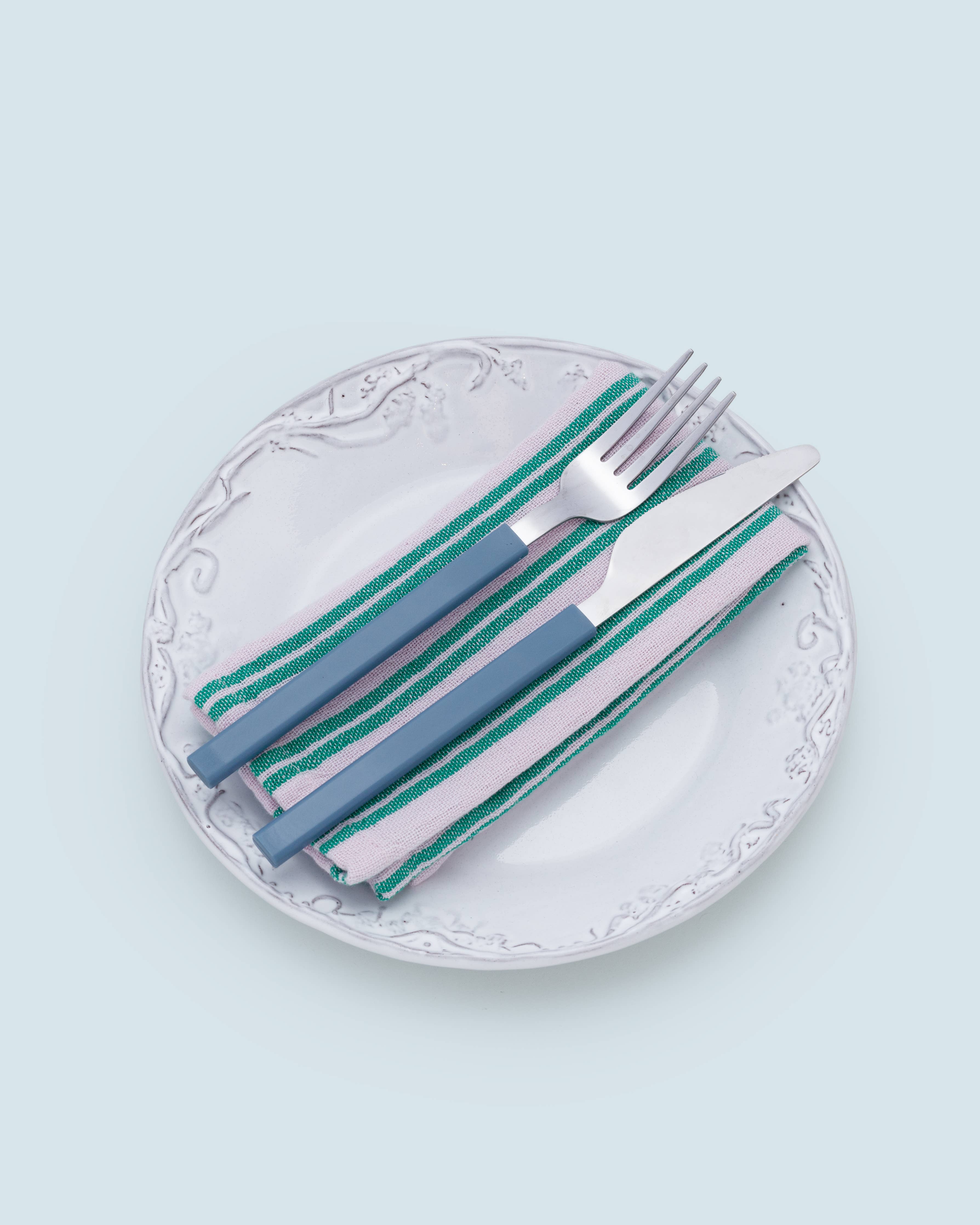 Serviettes en coton lot de 2 | rayures lilas