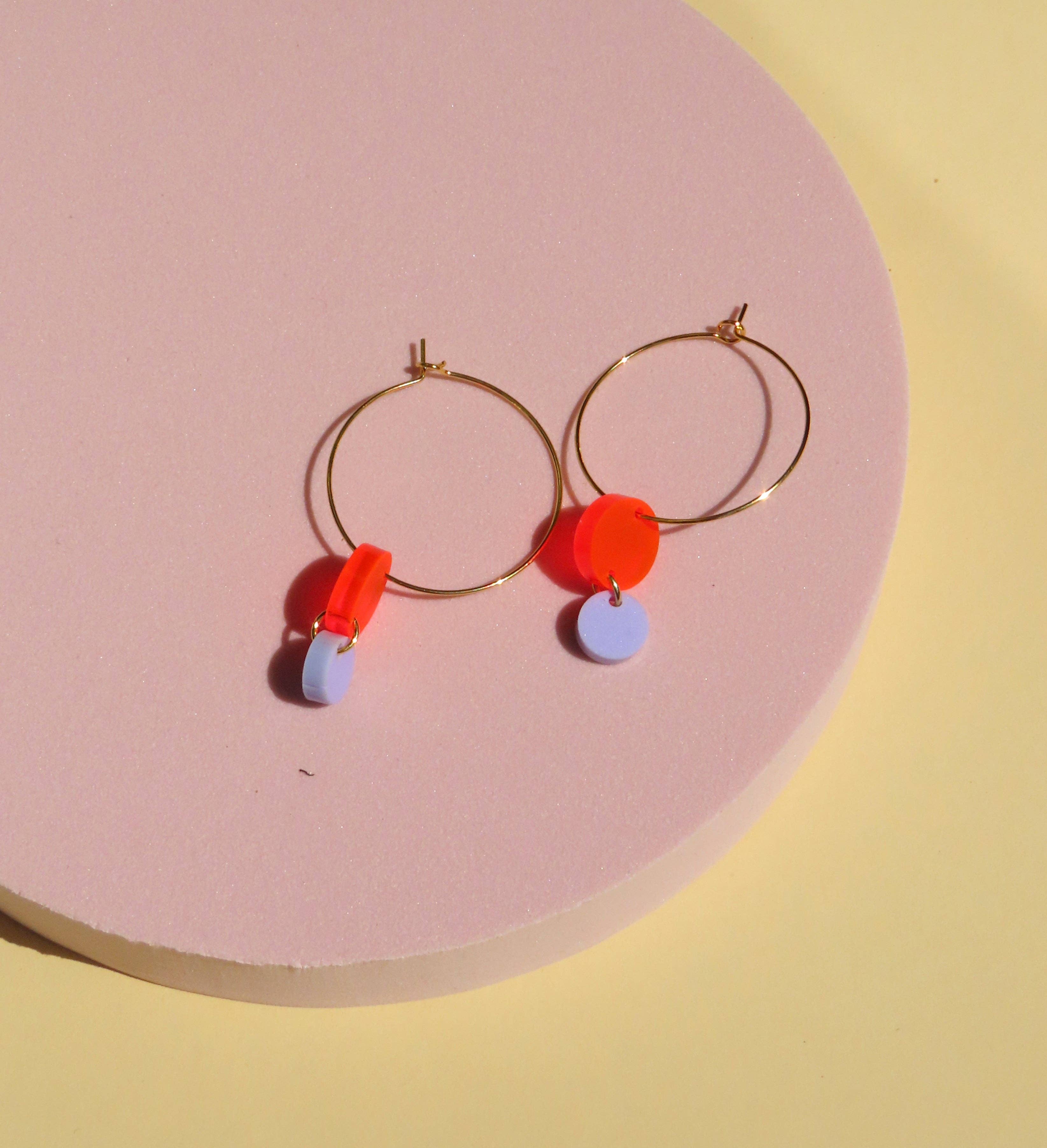 Earrings Hoops | orange + lilac Circle