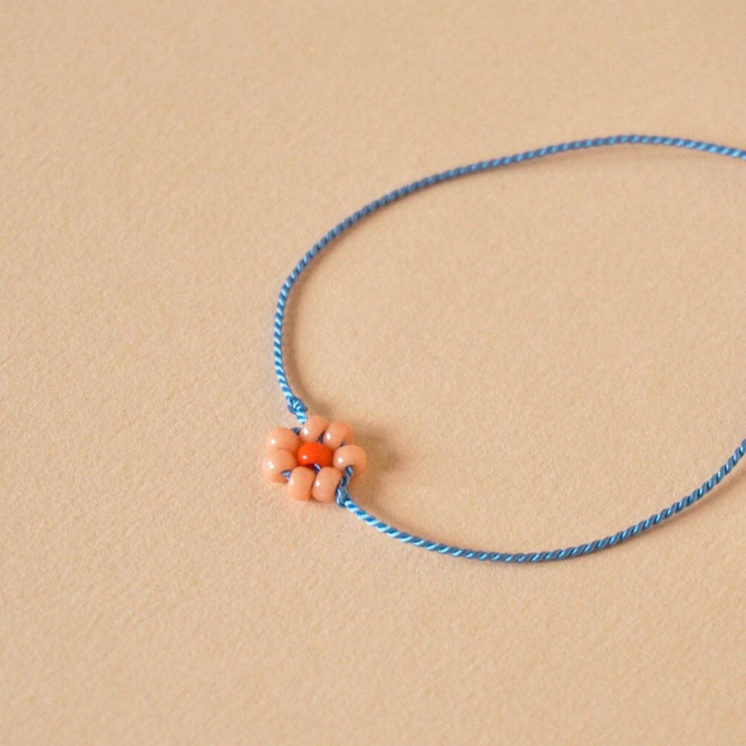 Tiny Flower Bracelet | peach & sky blue
