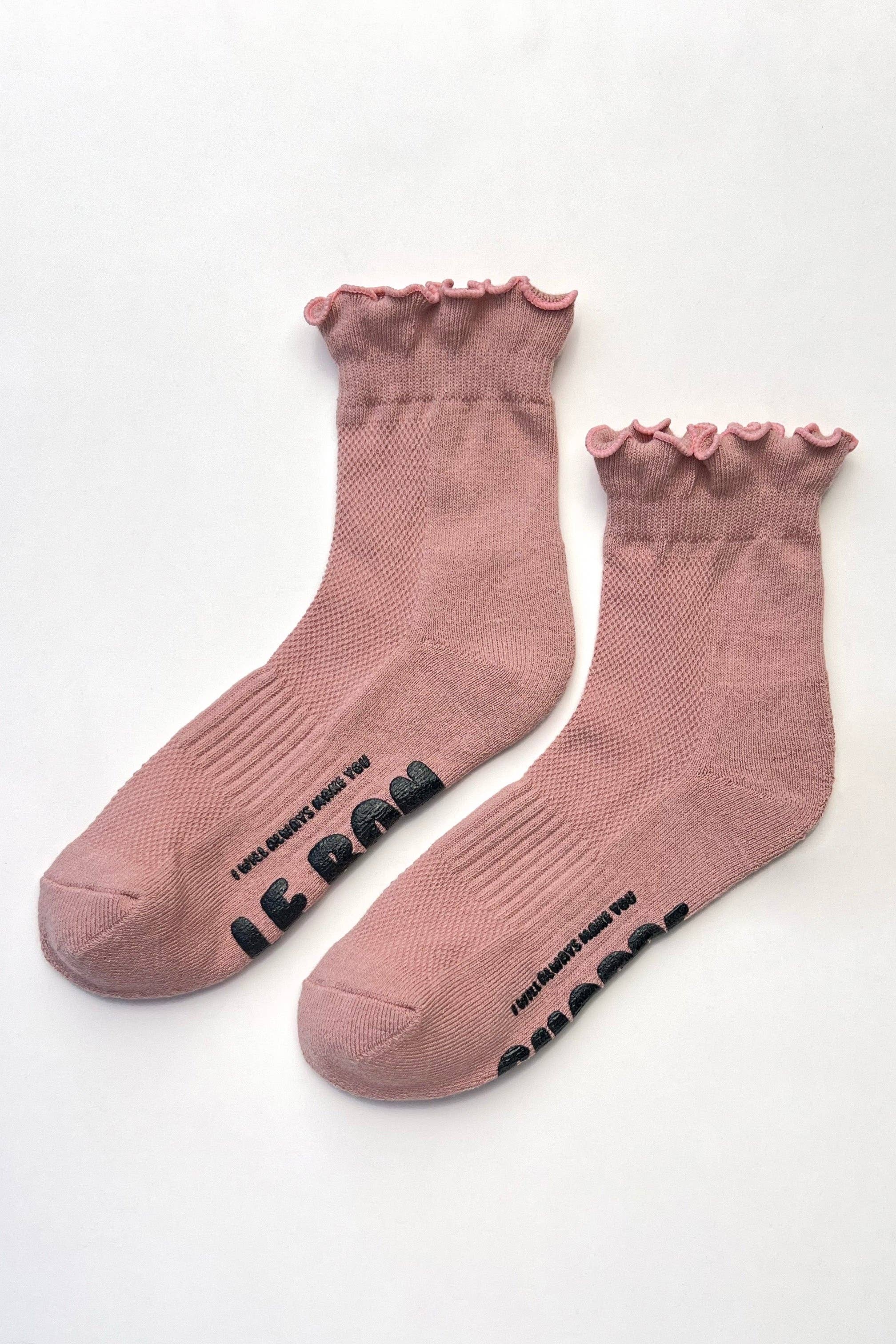 Rüschen-Hugger-Crew-Socken (Großhandel): VINTAGE PINK / BLACK