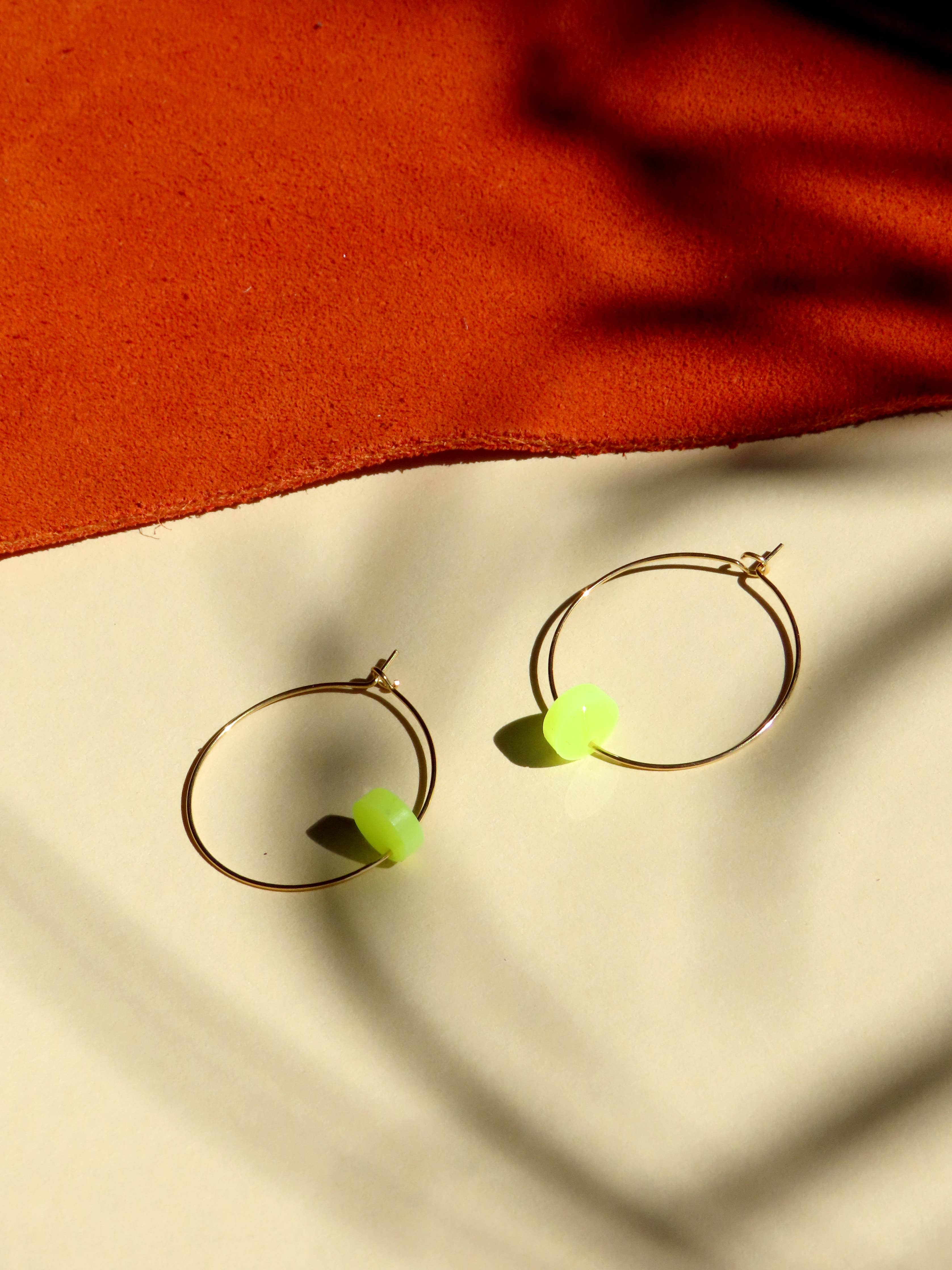Boucles d'oreilles créoles | jaune fluo