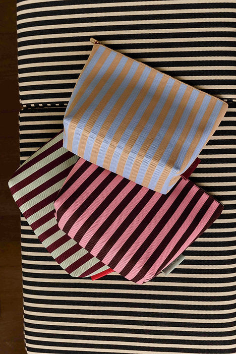 Trousse de maquillage tricotée rayée | brume + figue