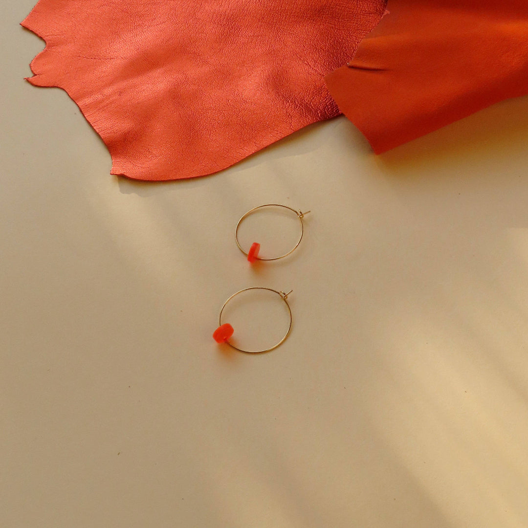 Earrings Hoops | neon orange Dots