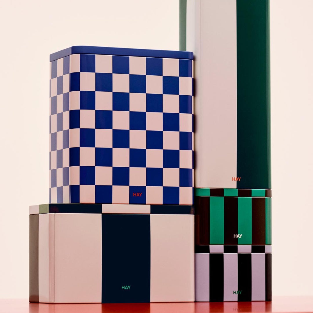 Storage Container large | offwhite & blue Check