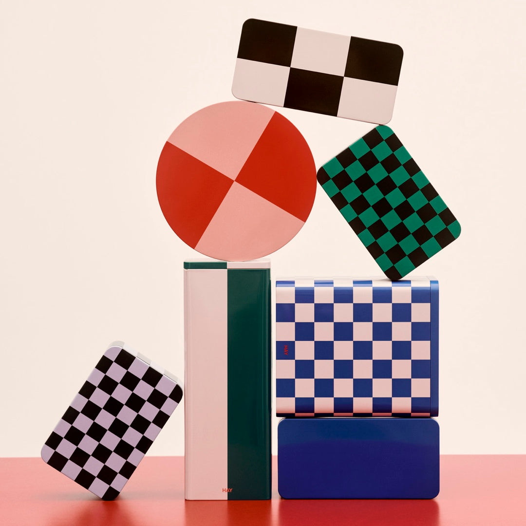 Storage Container large | offwhite & blue Check
