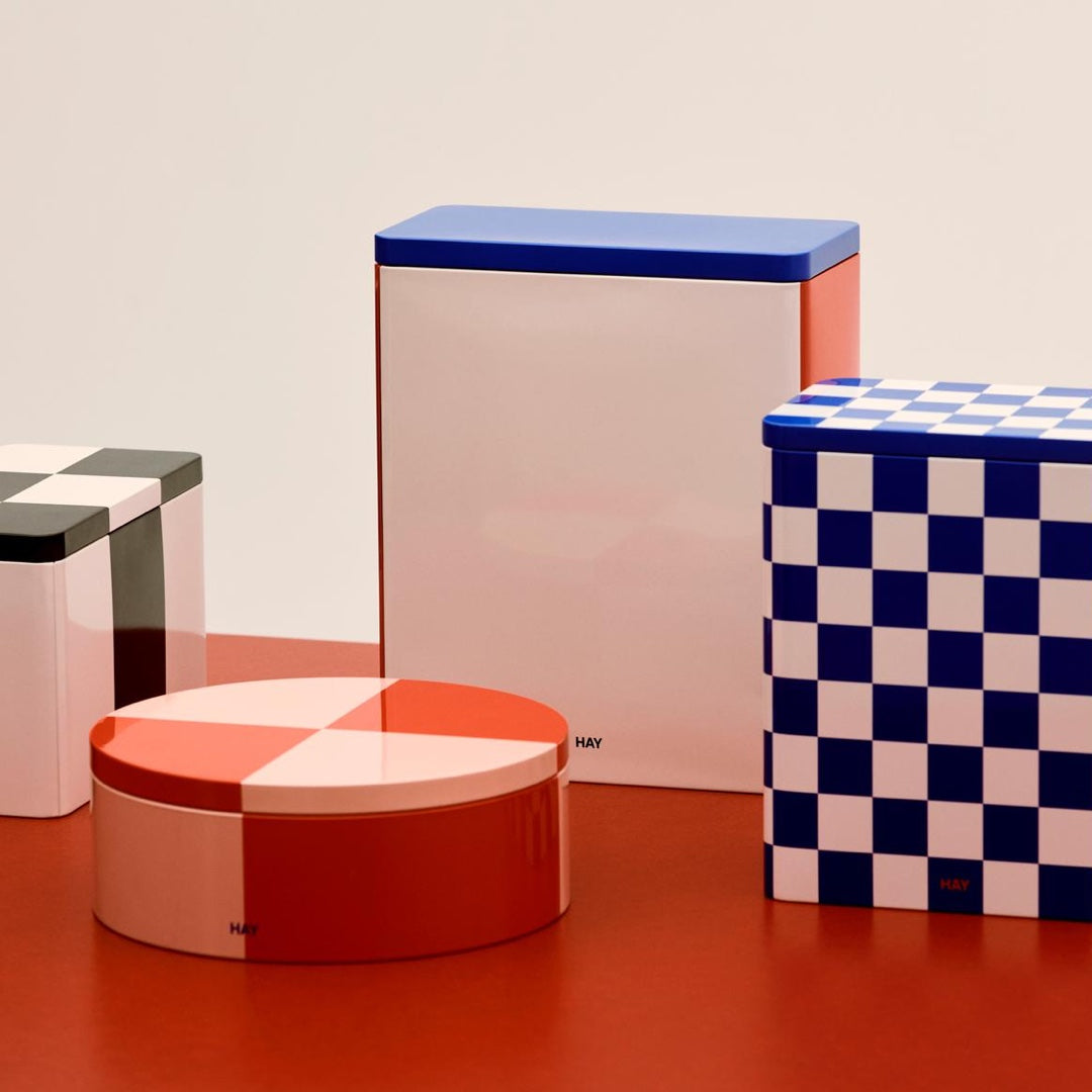 Storage Container large | offwhite & blue Check