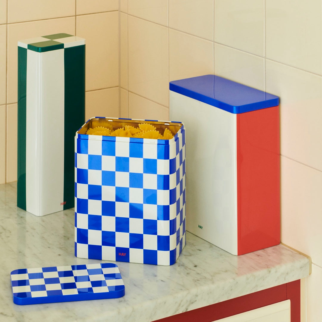 Storage Container large | offwhite & blue Check