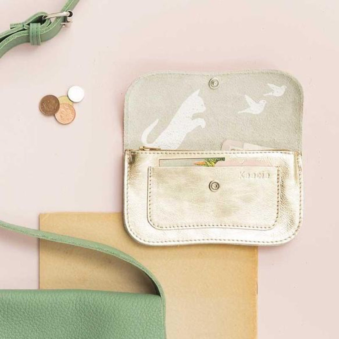 Wallet Leather Cat Chase | gold