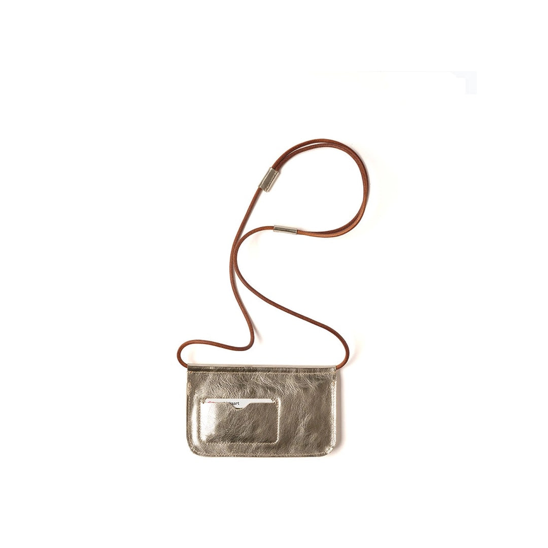 Mobile Phone Pouch Leather | gold/cognac