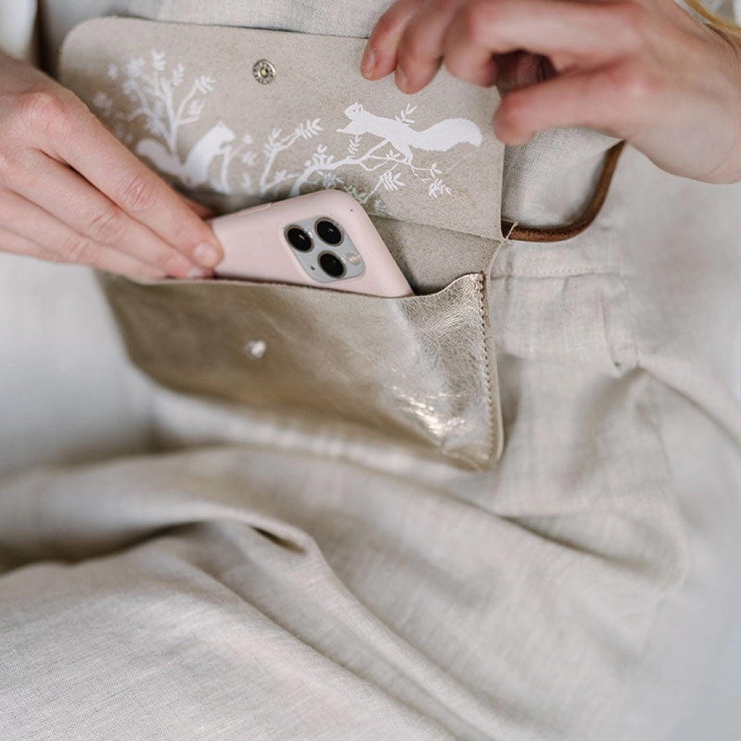 Mobile Phone Pouch Leather | gold/cognac
