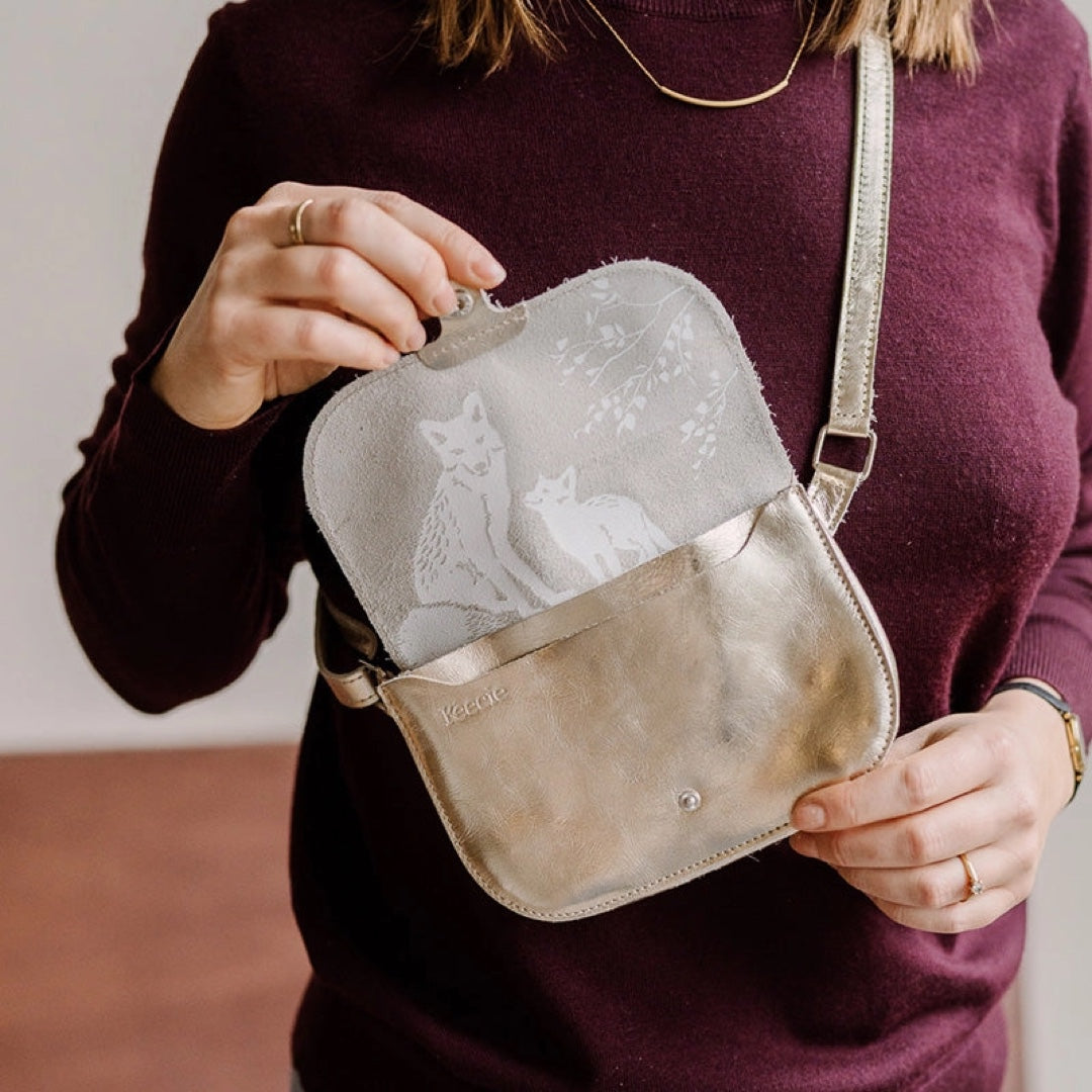 Sac bandoulière cuir (moyen) | doré