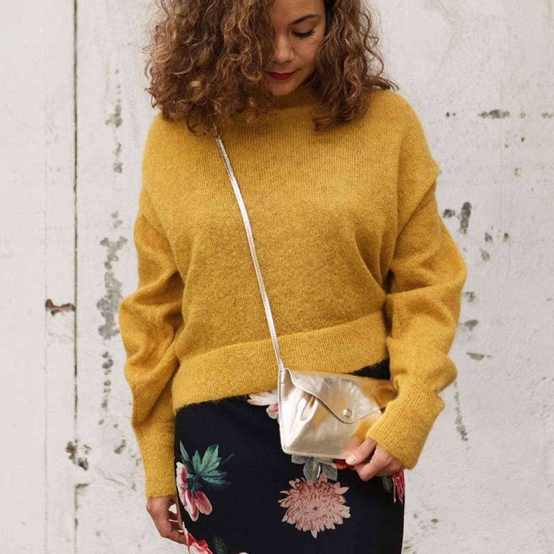 Sac bandoulière cuir (petit) | doré