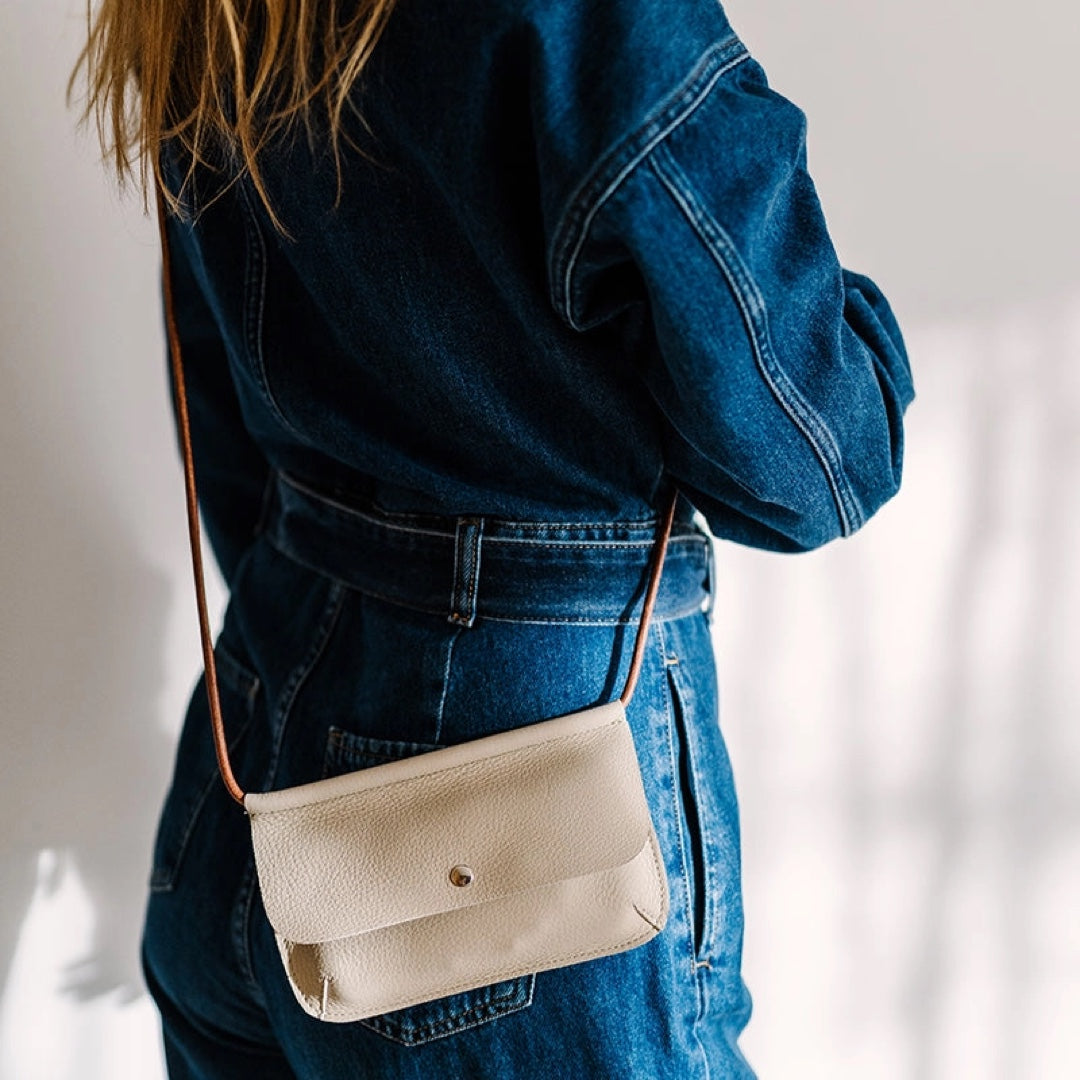 Mobile Phone Pouch Leather | sand/cognac