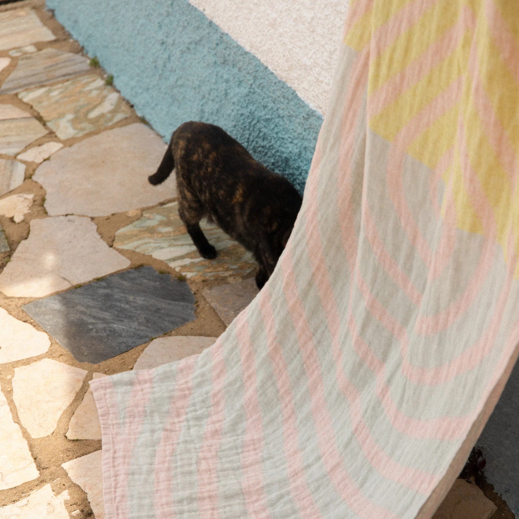 Drap de plage Metsälampi | rose-gris-citron vert