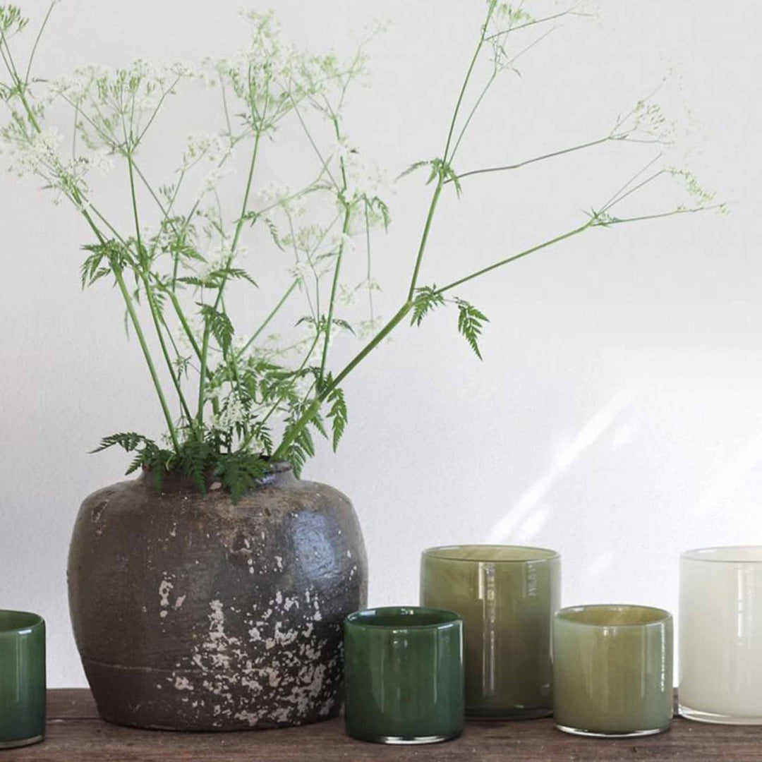 Photophore en verre Lyric M | olive