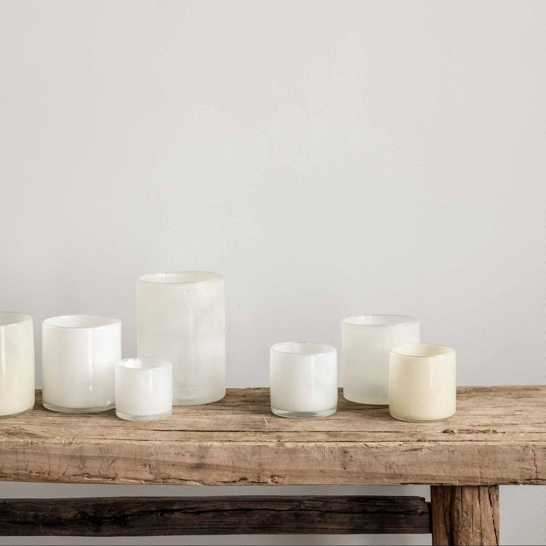 Glass hurricane lamp Lyric XS | dusty blue