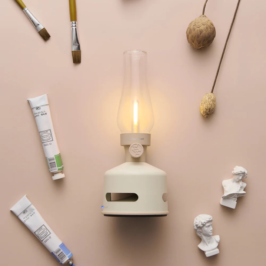 Lanterne LED avec haut-parleur Bluetooth | beige