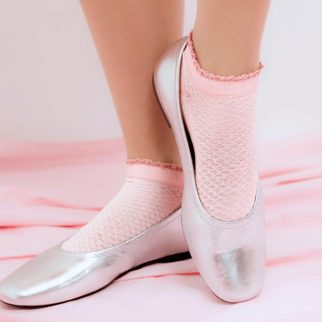 2er Set Elegante Sneacker Socken | rose & weiss