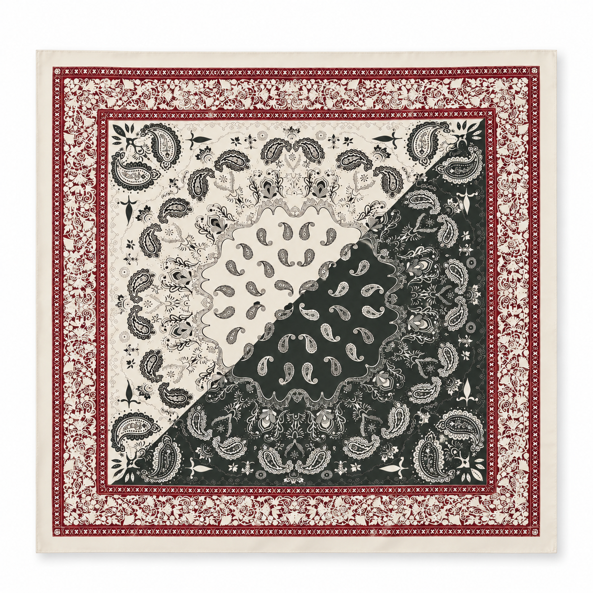 Seidentuch Paisley | bordeaux & grün