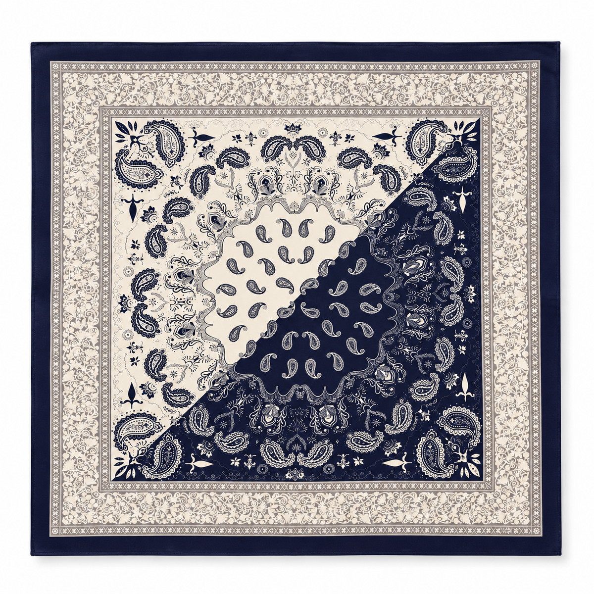 Seidentuch Paisley | navy & creme
